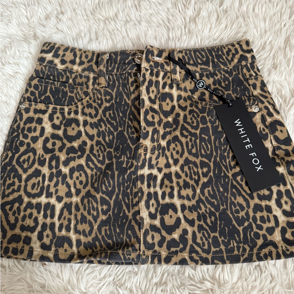 White Fox Boutique Black and Tan Pencil Mini Skirt for Night Out